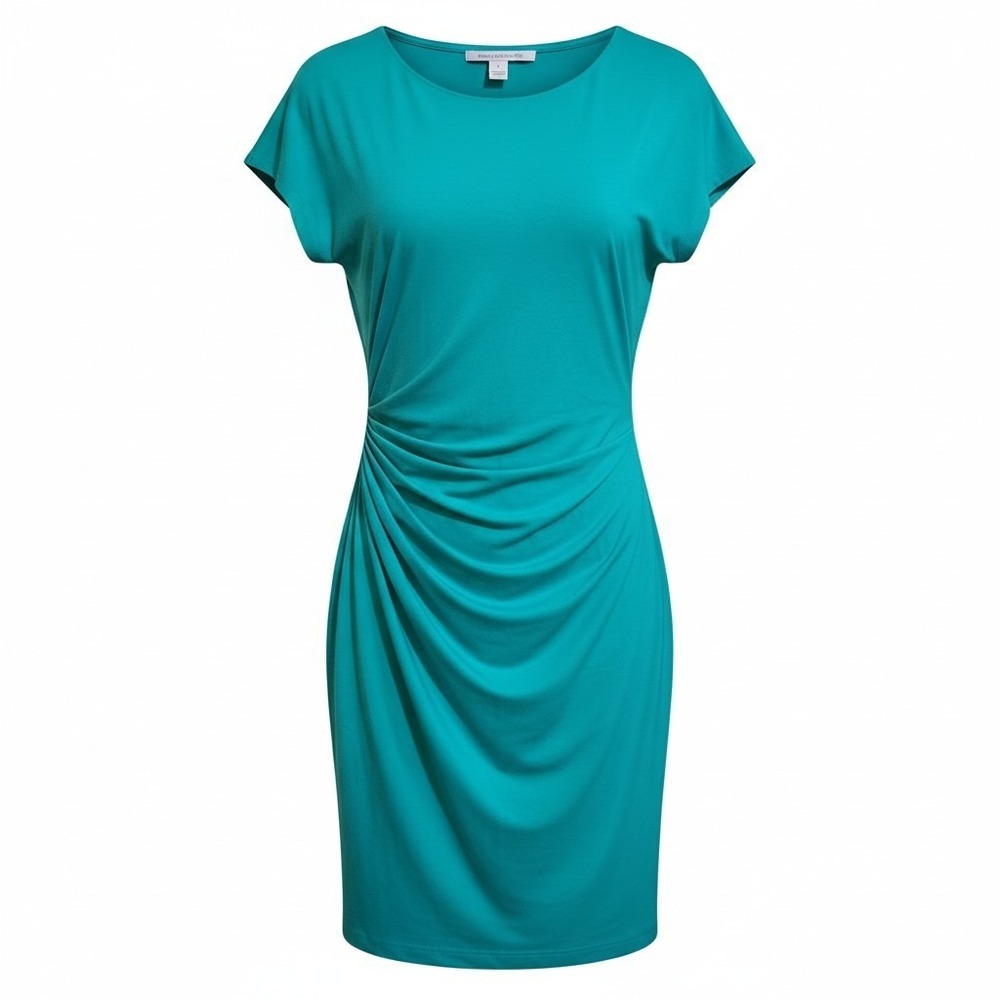 Diane von Furstenberg Melek Dress Womens Size S Teal Blue Ruched Side Jersey
